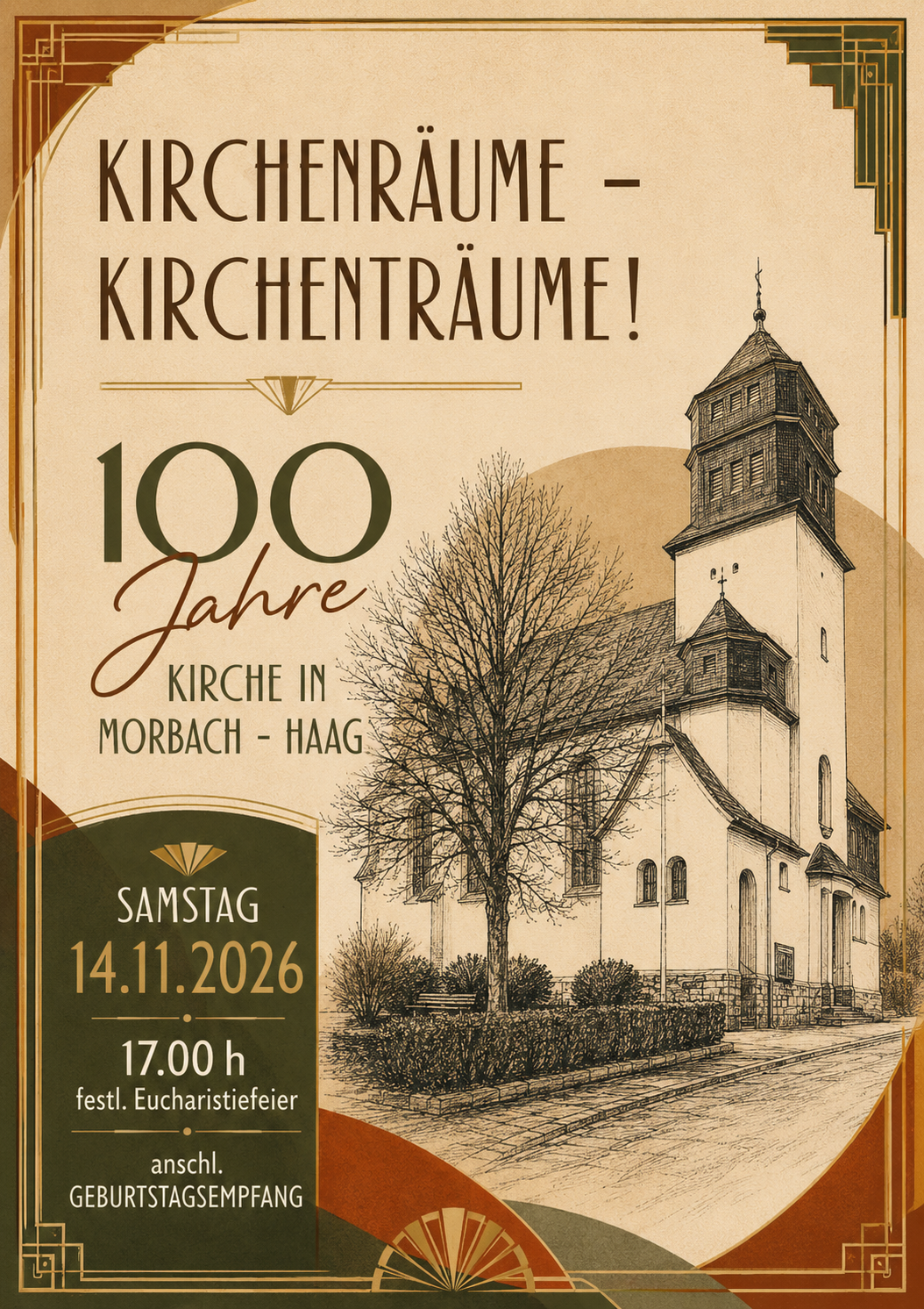 Plakat mit Kirche
