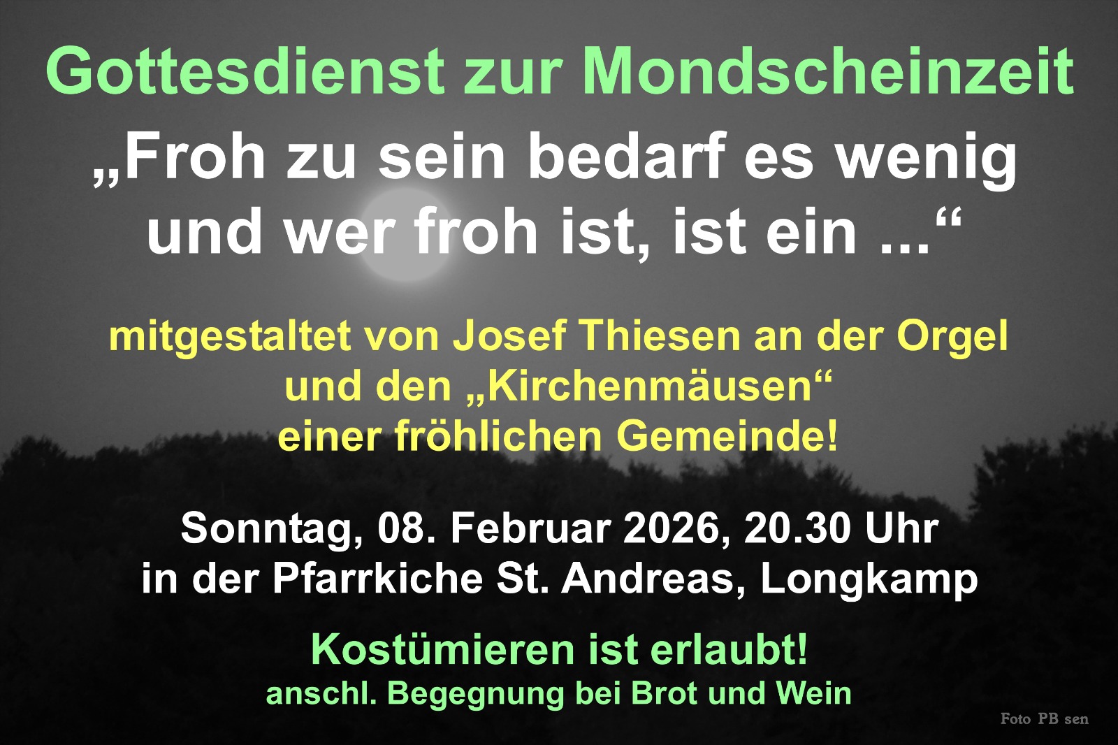 Plakat mit Infos Mondscheingottesdienst