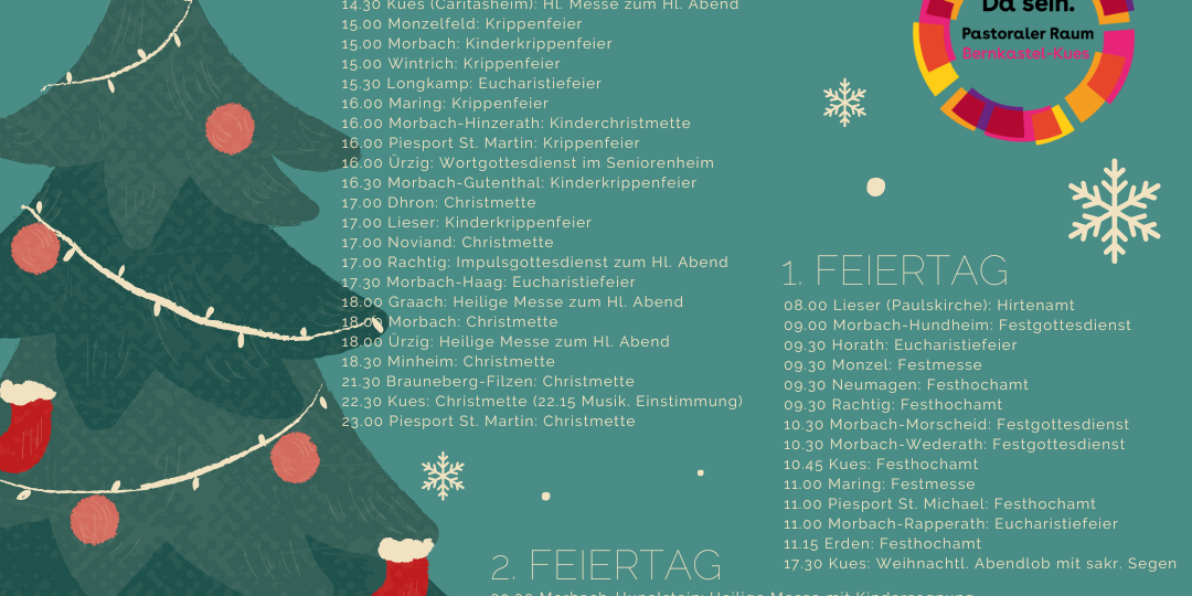 Plakat mit Weihnahtsgottesdiensten pastoraler Raum